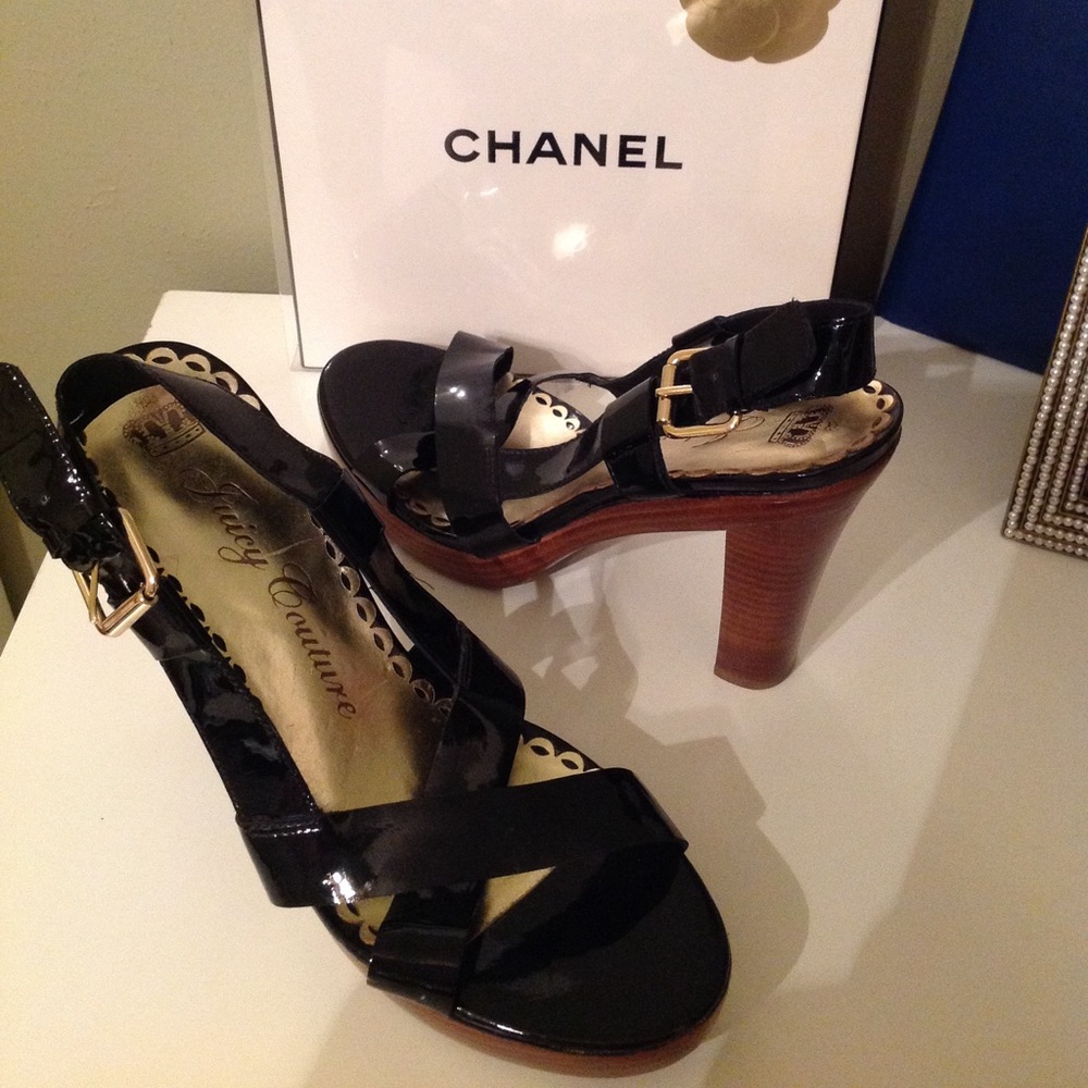 Juice Couture Black Patent Heel Crisscross 8.5